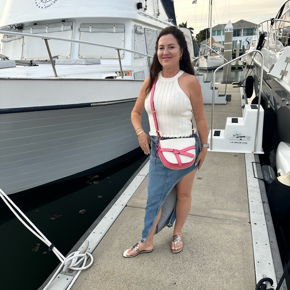 Loewe dual gate crossbody bag in pink and white - Picture 13 of 16